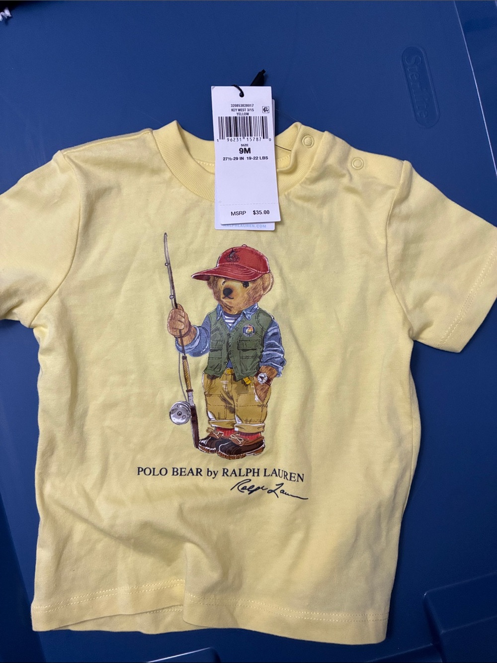 Ralph Lauren Yellow Polo Bear Fishing Graphic Tee - Kids